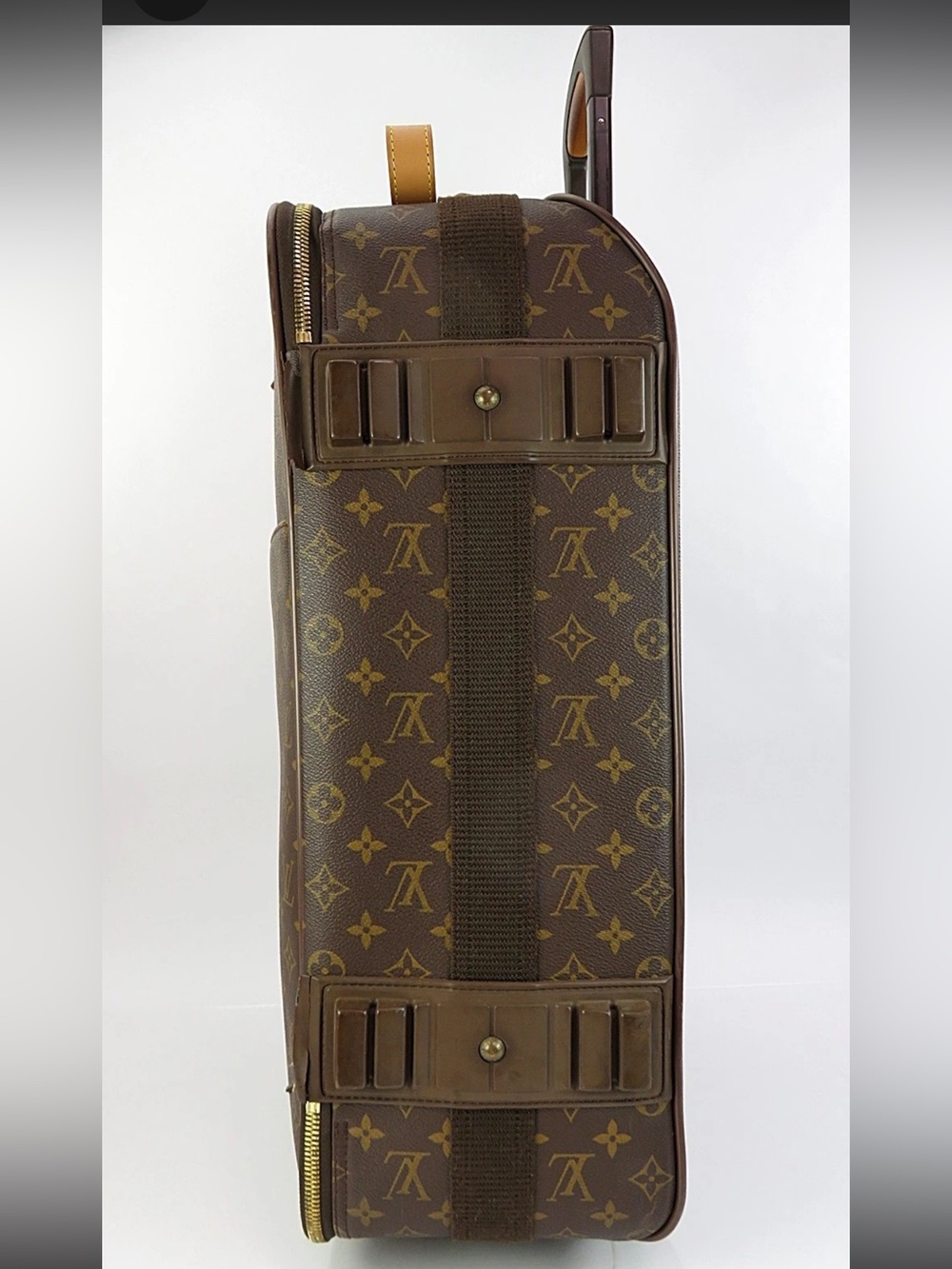 Louis Vuitton Brown Monogram Carry-On Suitcase with Leather Trim - Picture 3 of 16